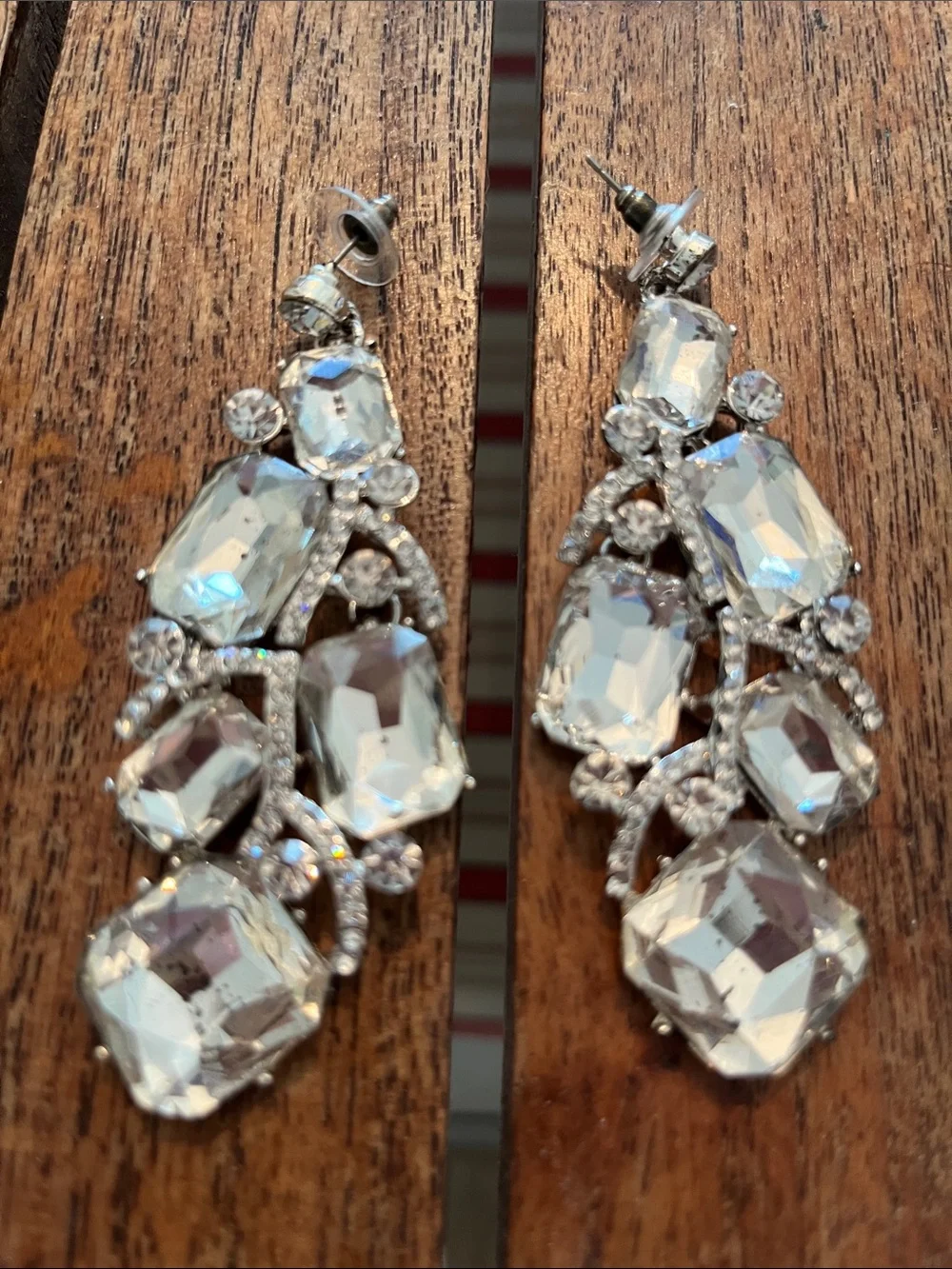 Wedding/Pageant Crystal Drop Statement Earrings - Clear/Silver